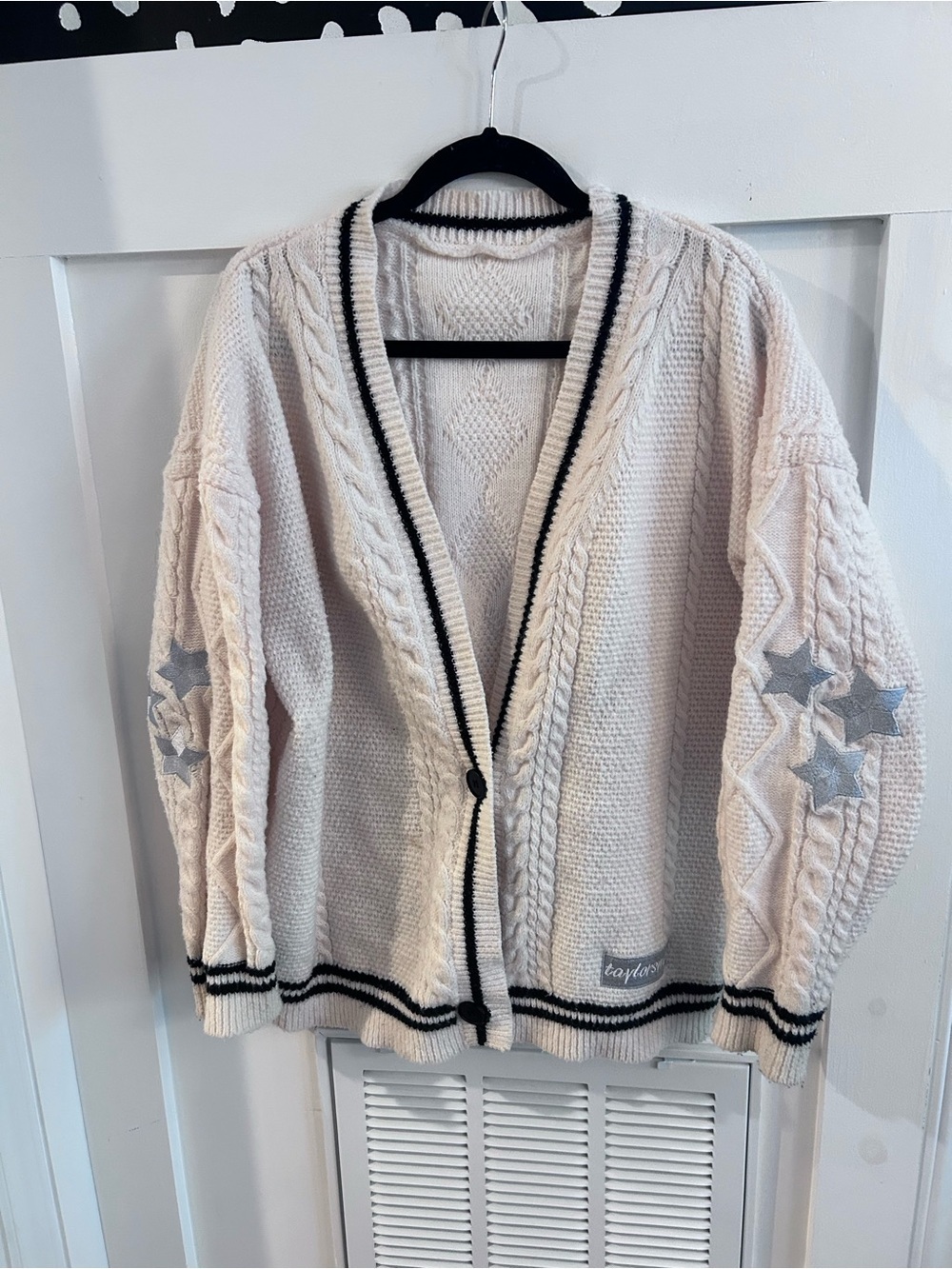 Taylor Swift Folklore two button cardigan star elbows